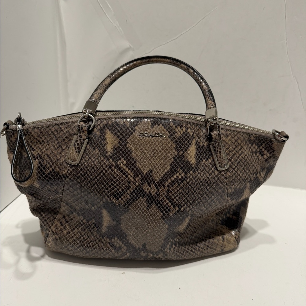 Coach Brown and Black Snake Print Satchel